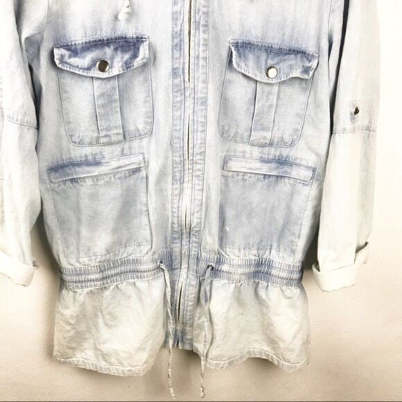 Minkpink Know You Anorak Jacket Size XS Acid Wash Drawstring Zip Hooded - Picture 9 of 10